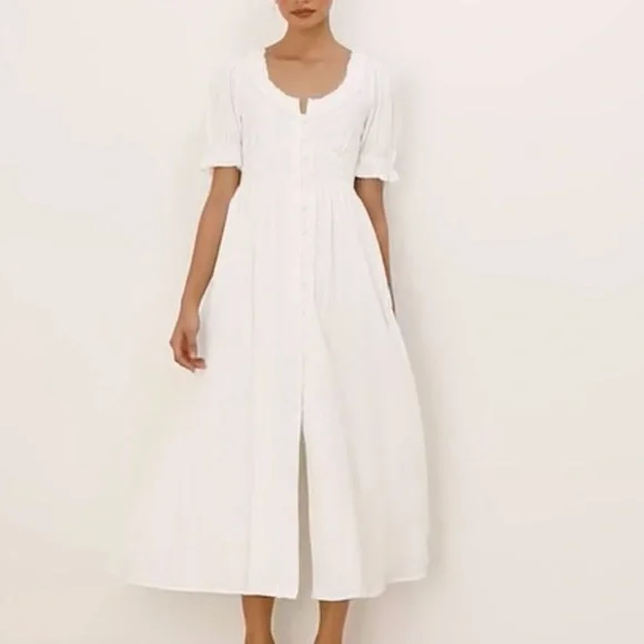 Nobody's Child Flossie ruffle detail midaxi dress in white - Picture 8 of 10